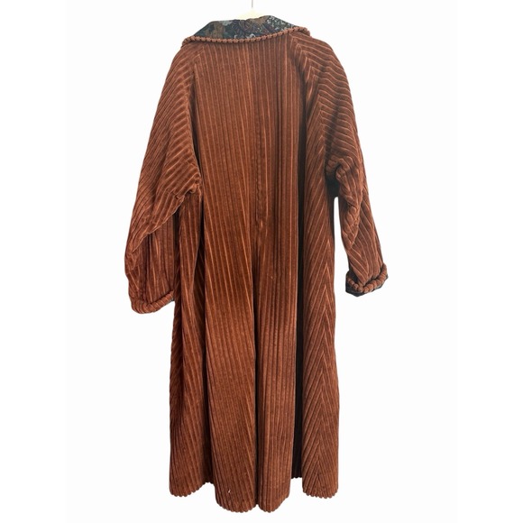Vintage Mulberry Thick Corded Corduroy Long Coat Brown Tapestry Medium - Picture 2 of 4